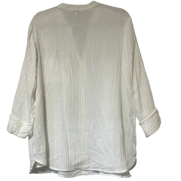 Purejill Top Tunic Gauze White LG Petite Lightweight Sheer Boho Hippie Casual - Picture 4 of 7